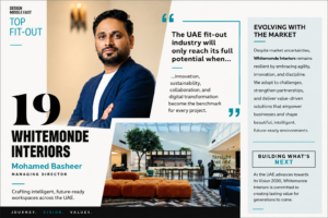 Whitemonde Interiors has been ranked in the Fit-Out Powerlist 2026 by Design Middle East, recognising the firm as one of the UAE's leading commercial interior fit-out companies.